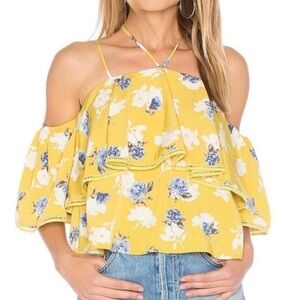 J.O.A. Yellow Floral Off-Shoulder Blouse